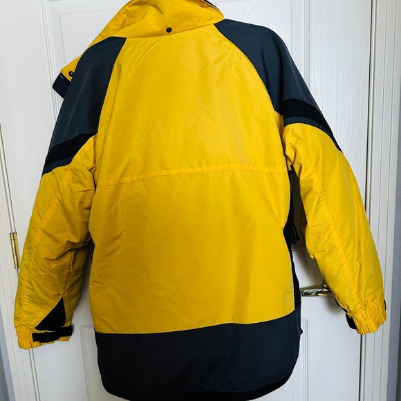 Columbia Y2K Womens L Ski Snowboard Jacket Yellow Black Liner Multi Pockets Zip - Picture 2 of 8